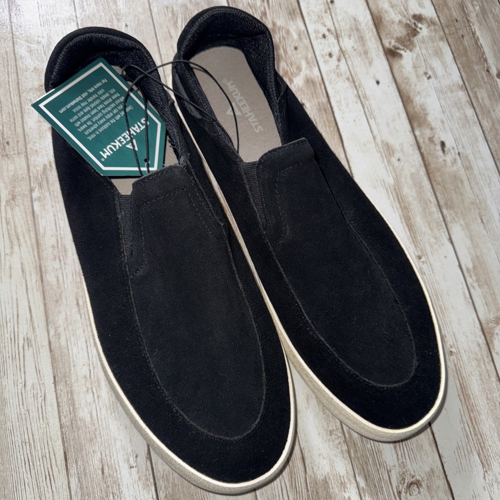 Staheekum Men's Flipside Suede Slip-On Shoes Size 10.5 Black Memory Foam‎